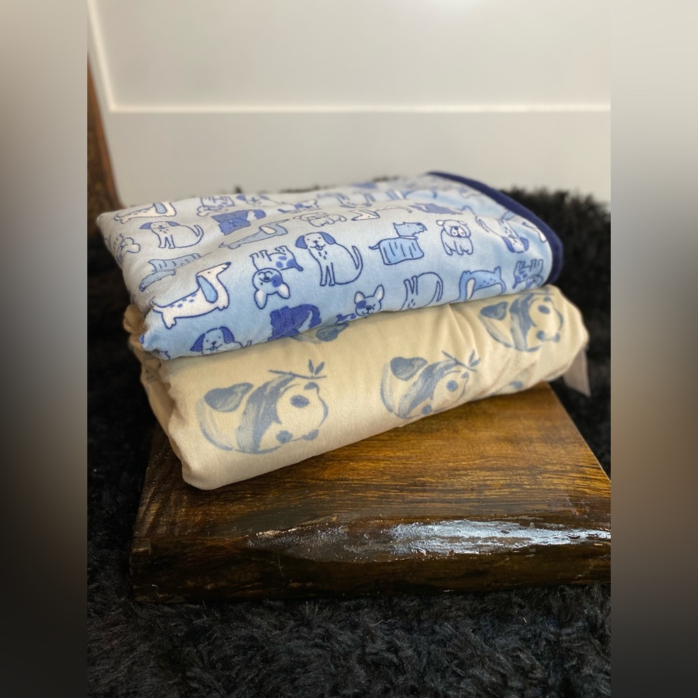 Carter’s & Gerber Blue  Dog Pup Blankets – Textured Soft Plush Lot | Gently Used